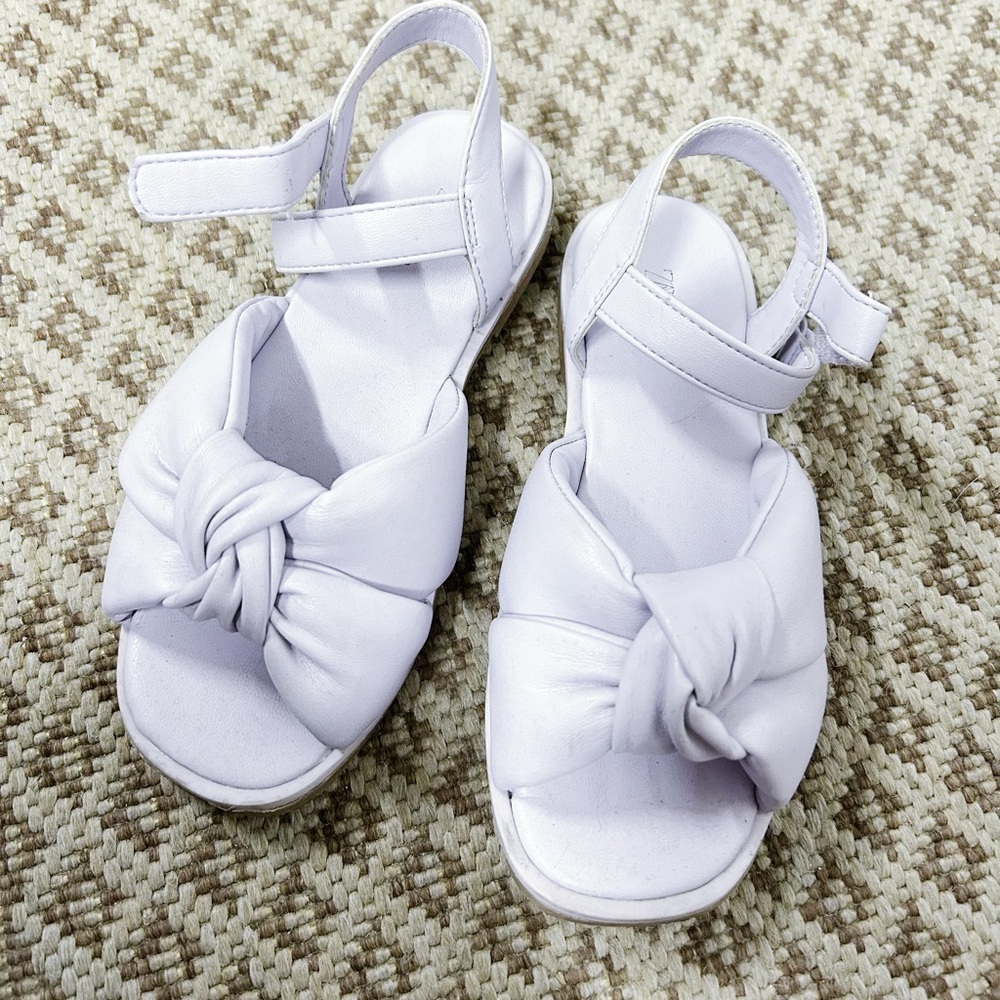 Zara soft leather bow tie girls kids sandal shoes lavender summer